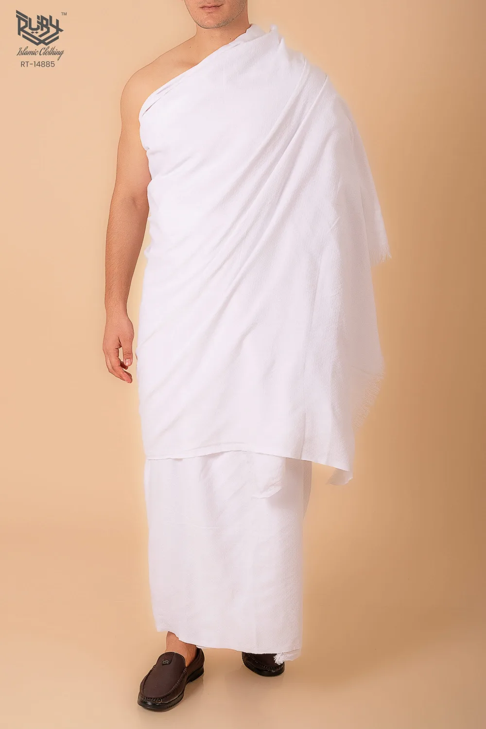 Premium Men’s Pure White 2-Piece Ihram Set for Hajj & Umrah — 46″×92″ (Free Size) — Ultra-Soft Cotton/Towel - Image 2 - Ruby Online