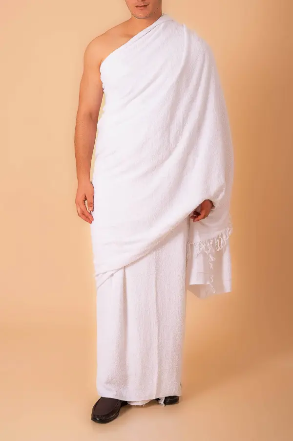 Premium Cotton White Ihram Towels for Men – 2 Pcs (46” x 92”) Plain Ihram Set for Hajj & Umrah - Image 2 - Ruby Online