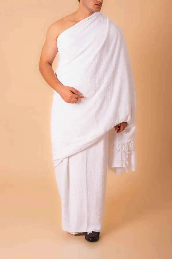 Premium Cotton White Ihram Towels for Men – 2 Pcs (46” x 92”) Plain Ihram Set for Hajj & Umrah - Image 3 - Ruby Online