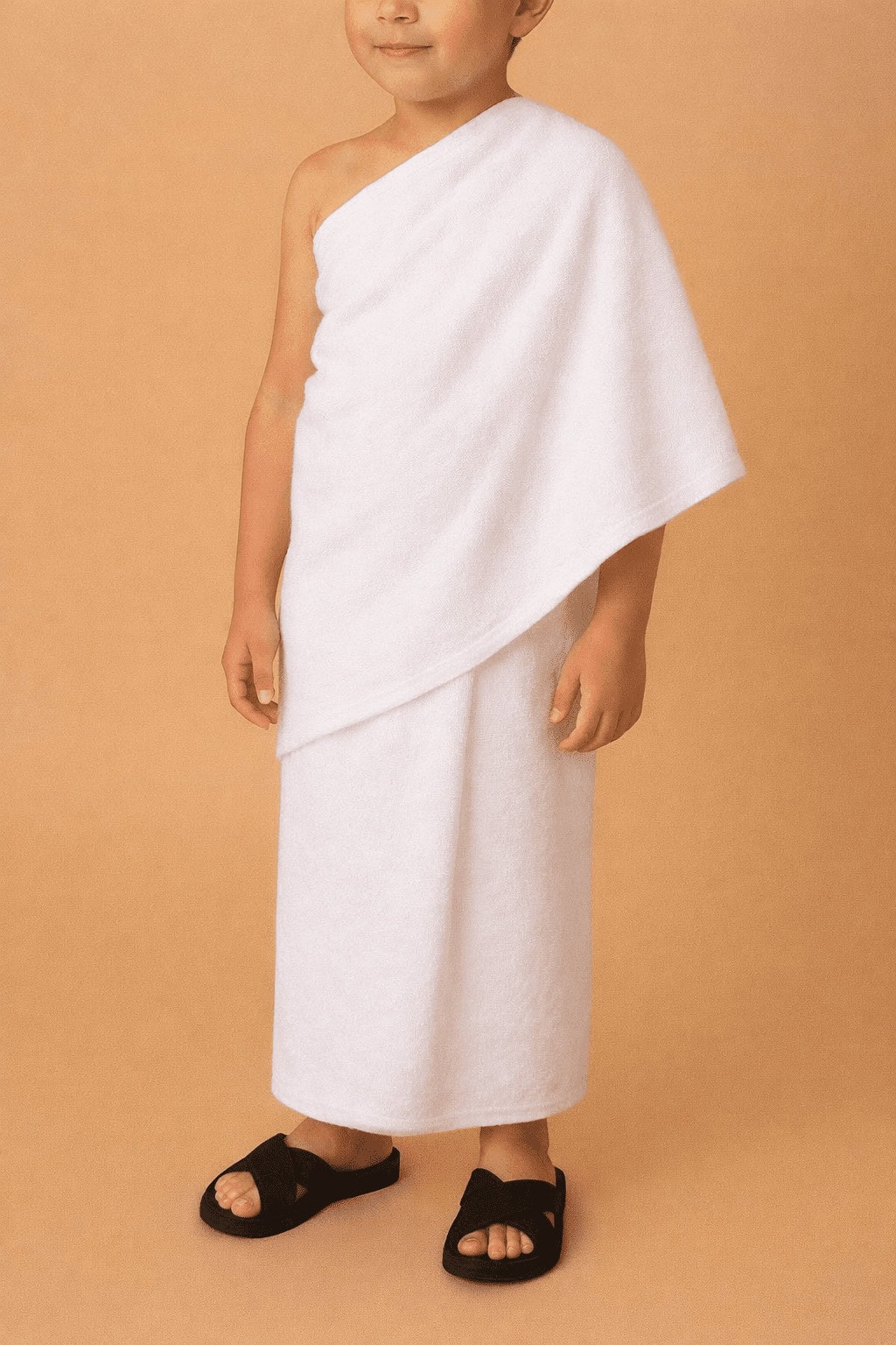 Kids White Ihram Clothing Set for Boys – Stitch-less – 2 Piece Cotton Terry Towel Ihram for Hajj & Umrah - Image 2 - Ruby Online