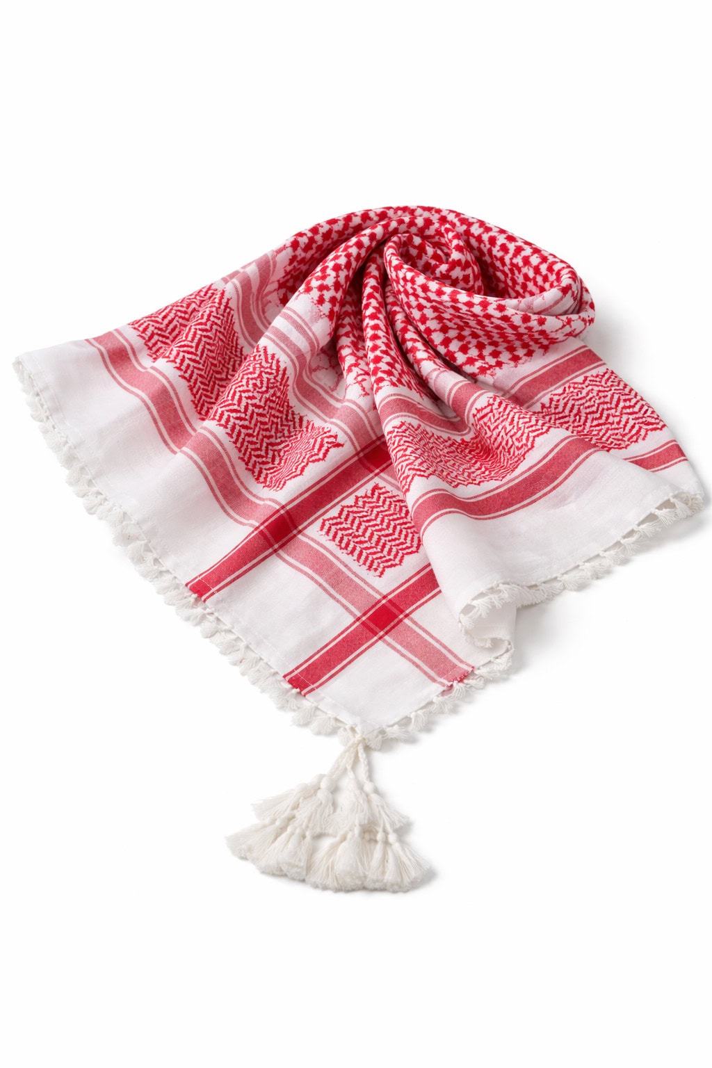 Premium Red & White Arabic Shemagh Keffiyeh – Traditional Arabic Head Scarf with Tassel Fringe - Image 8 - Ruby Online
