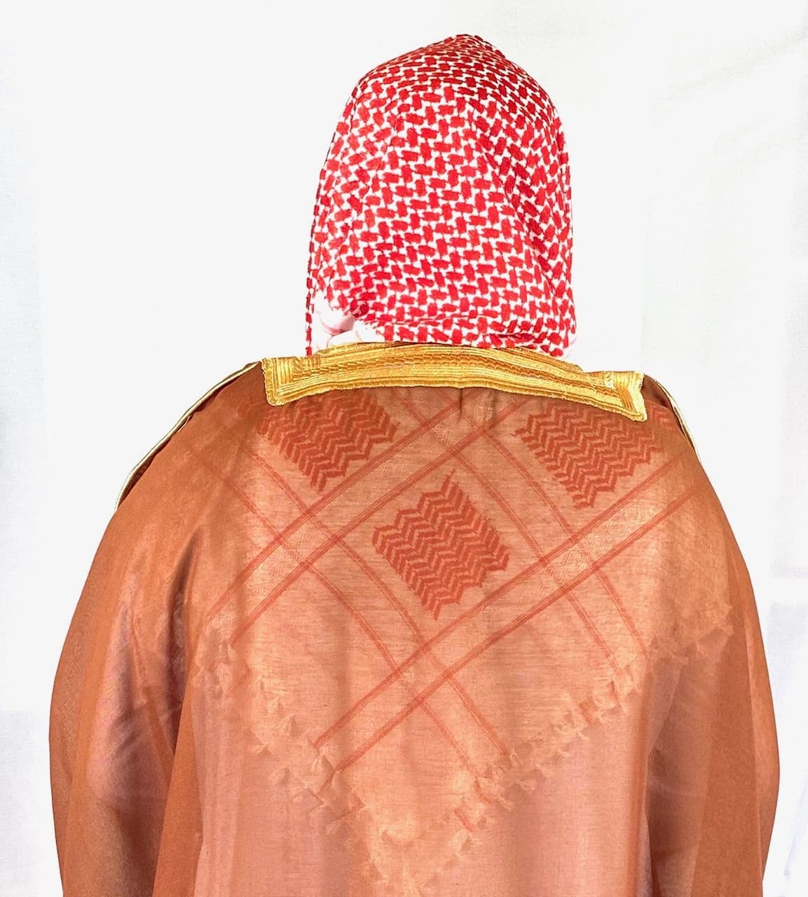 Golden Brown Arabic Bisht for Men with Gold Zari Border Embroidery – Premium Lightweight Open-Front Cloak - Image 4 - Ruby Online