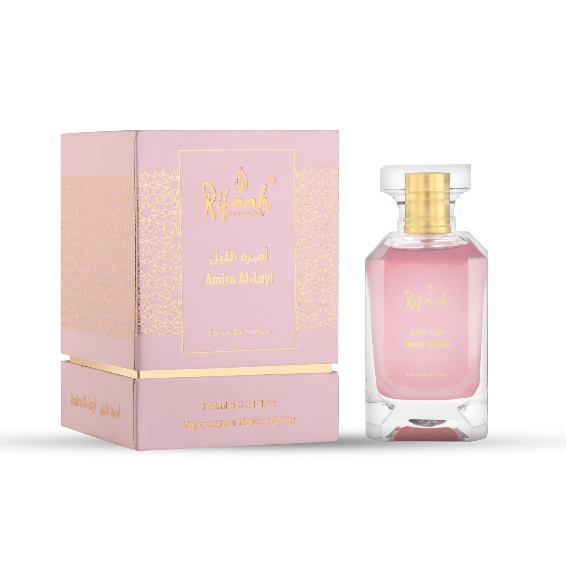 Rifaah Amira Al-Layl Luxury Extrait de Parfum 100ml – Elegant Rose Pink Arabian Perfume in Crystal Glass Bottle - Image 9 - Ruby Online