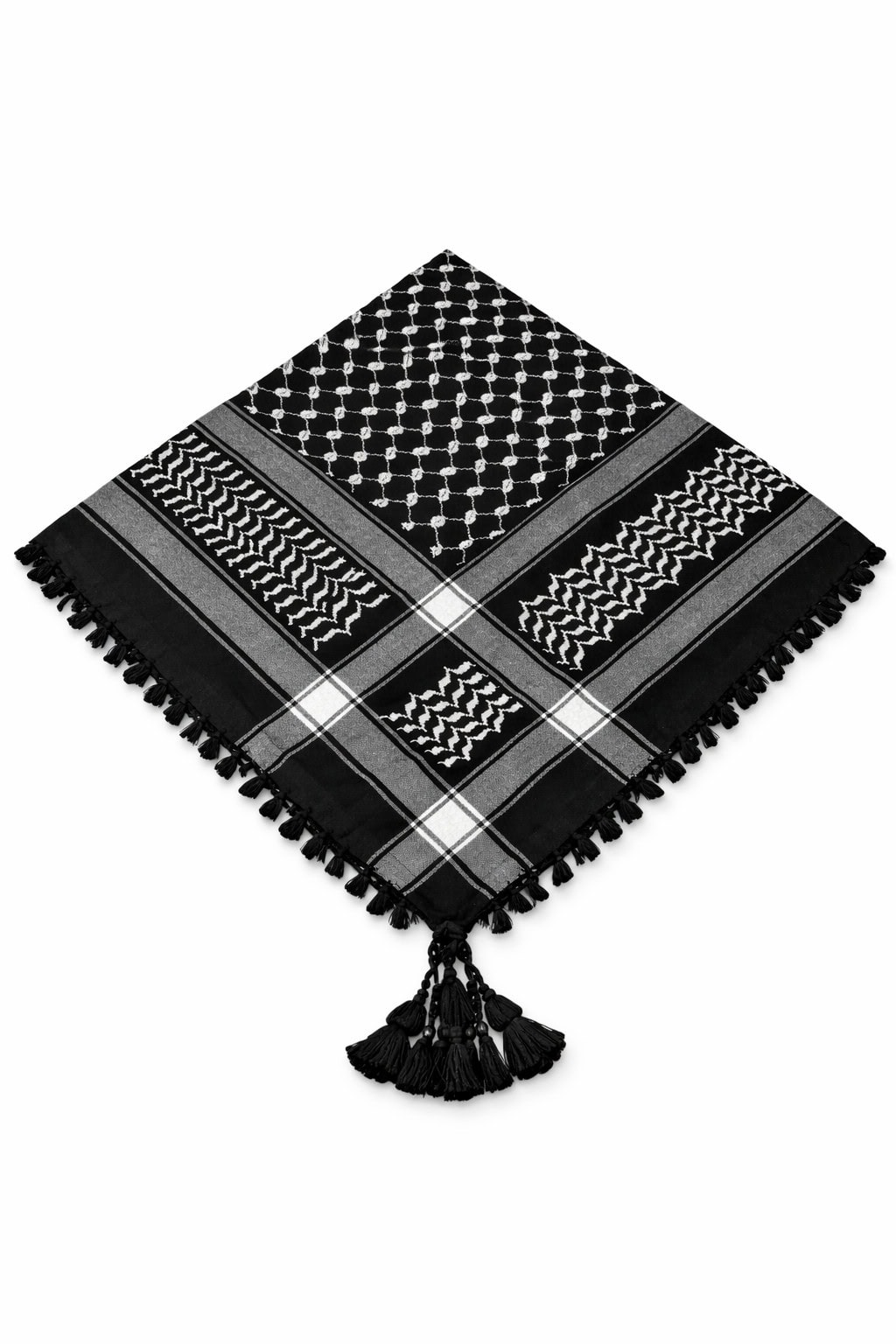 Premium Black Traditional Arab Shemagh Keffiyeh Scarf with Tassel Border - Image 6 - Ruby Online